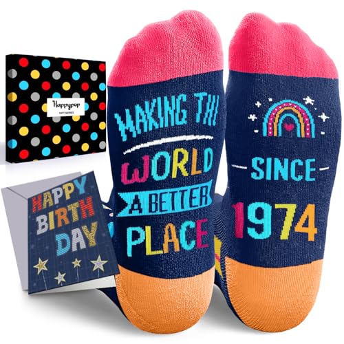 HAPPYPOP 1974 Birthday Gifts Ideas - Socks for 51 Year Old Middle Aged Men Women, 51st Birthday Gifts With Greeting Card HAPPYPOP 1974 Birthday Gifts Ideas - Socks for 51 Year Old Middle Aged Men Women, 51st Birthday Gifts With Greeting Card