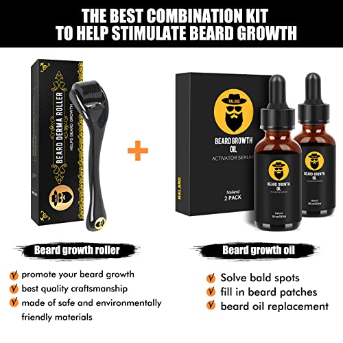 Beard Growth Oil, Beard Oil For Beard Growth, Beard Growth Serum, Beard Serum, Stimulate Beard Growth, Promote Hair Regrowth, Facial Hair Treatment Full Longer Masculine Thick Male Beard Gift (2 Pack) #TOP6
