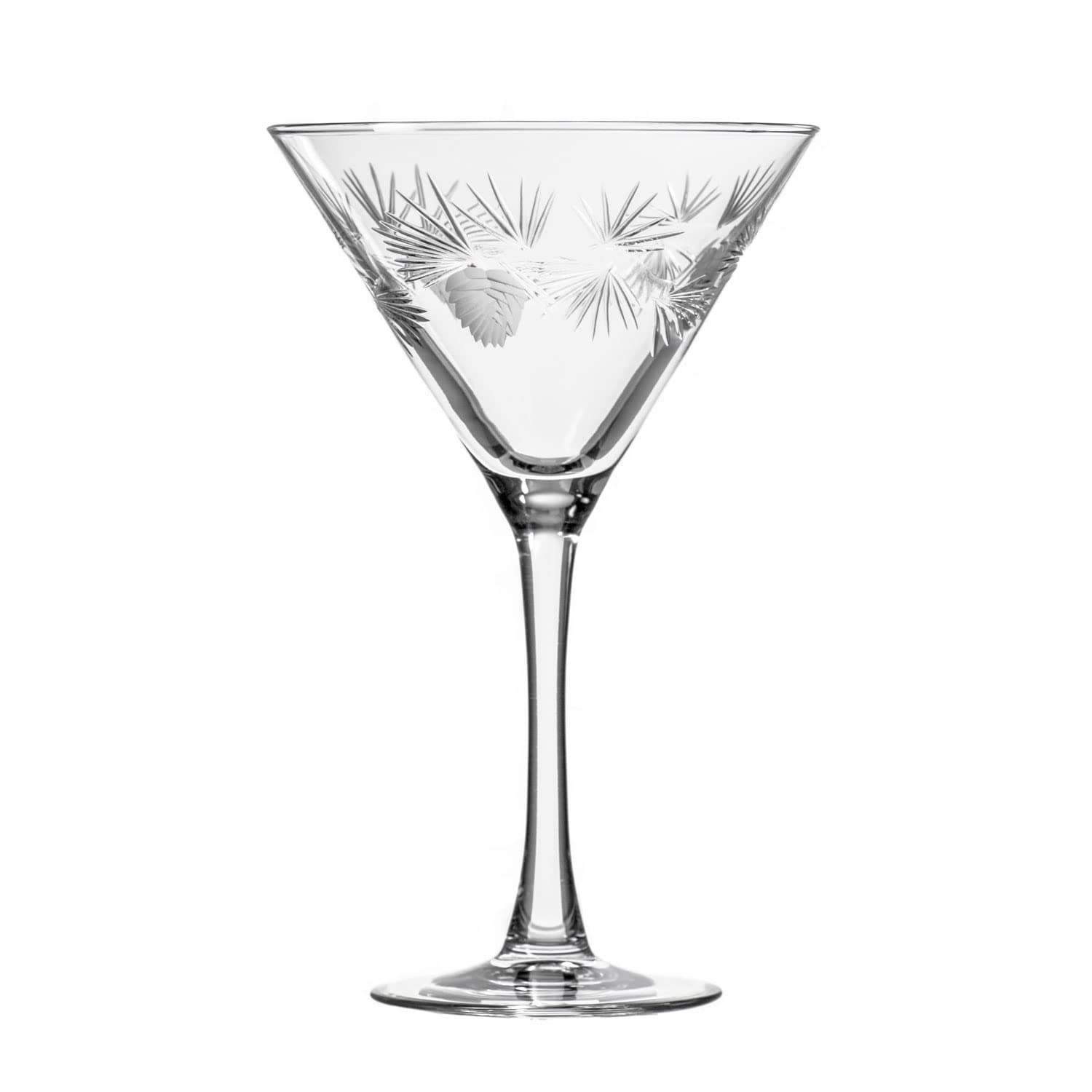 Rolf Glass Icy Pine Martini Glass | Stemmed 10oz Martini Glasses | Lead-Free and Diamond-Wheel Engraved | Cocktail Glasses for Winter, Holidays, Christmas, or Weddings | Made in the USA | Set of 2