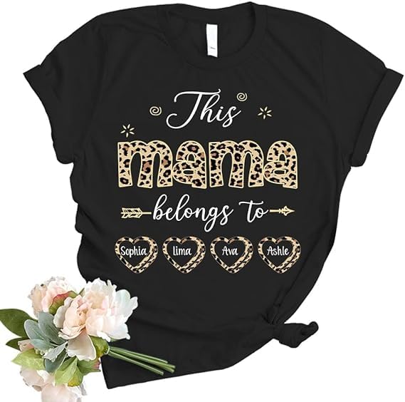 Personalized Mom & Kid's Name Shirt for Women - Gift Mom Sweatshirt for Valentine's Day & Mother's Day