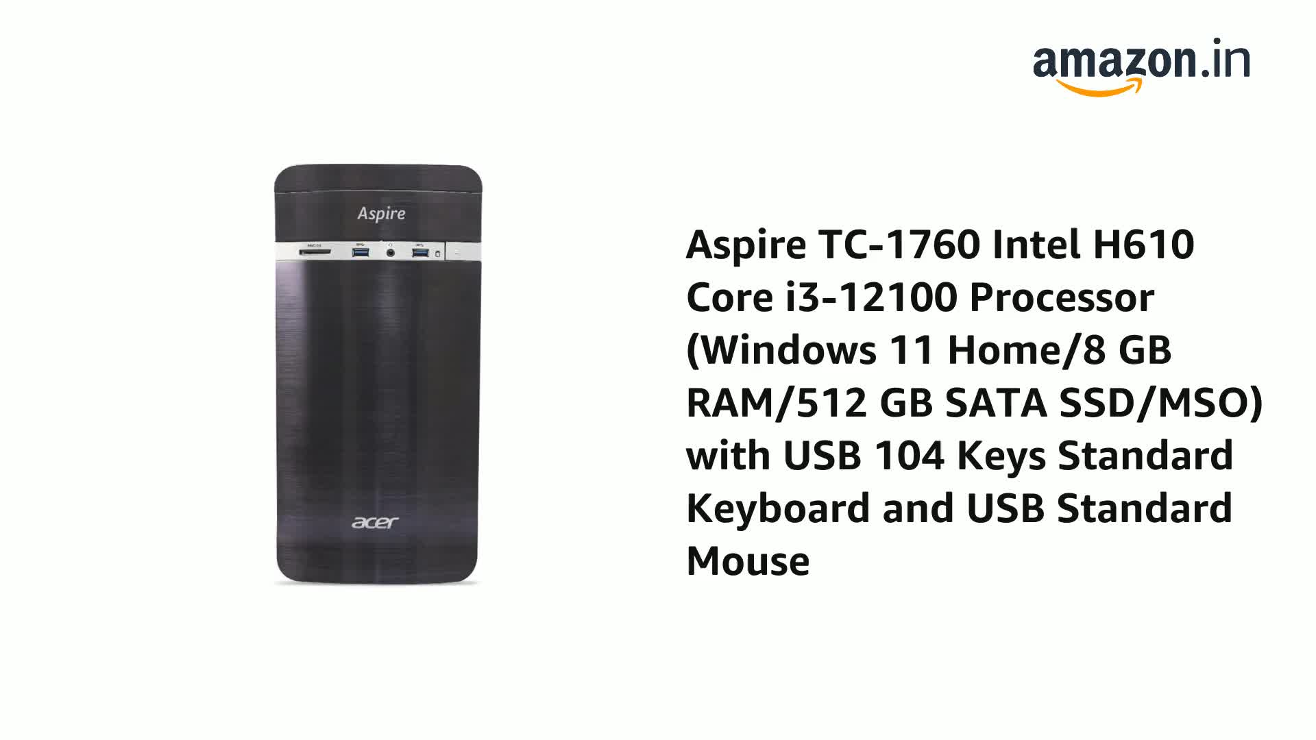 Acer Aspire 12th Gen Intel Core i3-12100 Processor Desktop