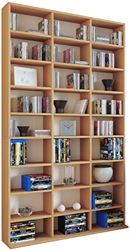 VCM Holzregal stehend | platzsparender CD-Schrank für 1080 CDs oder 504...