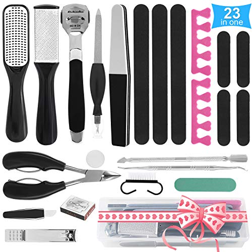 Professional Pedicure Tools Set, Home Pedicure Kit for Foot Spa, Pedicure Supplies with Foot File Kit Dead Skin Remover Feet Scrub for Foot Care, Best Pedicure Set Gifts for Women 23 Pcs
