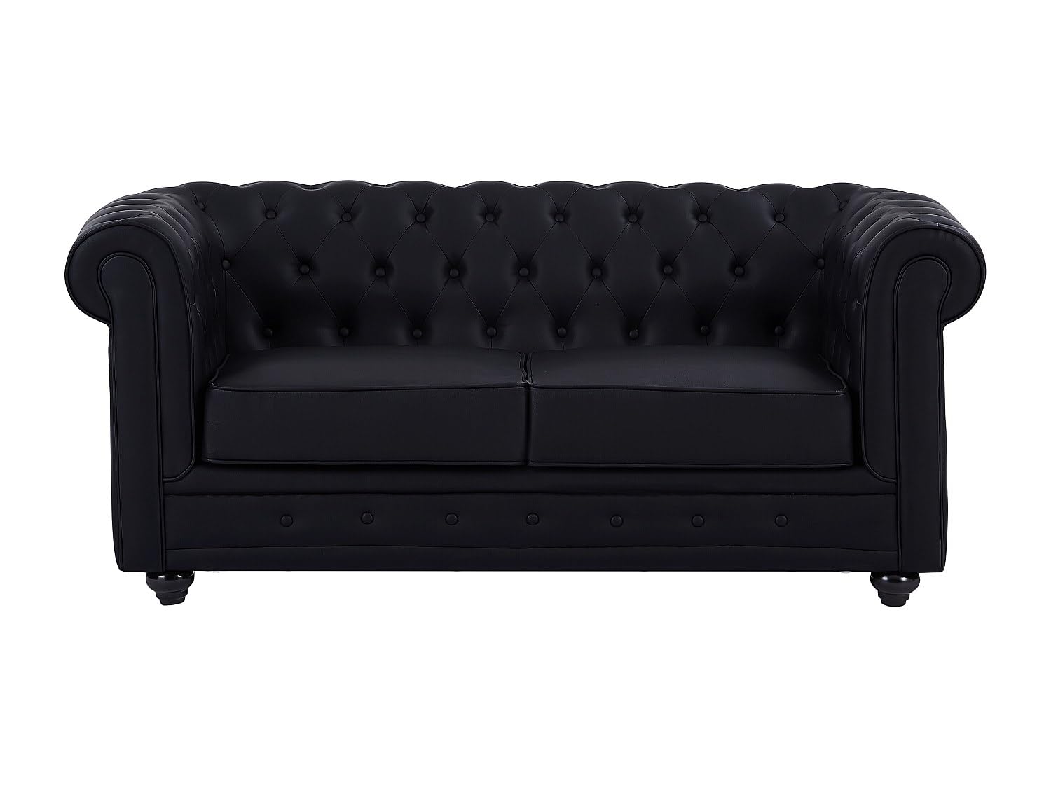 Vente-unique - Canapé 2 Places en Simili Noir Chesterfield