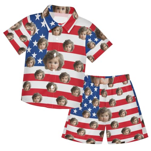Image of 3T Toddler Boy Shorts Set Teal Hawaiian Button Down Shirts Summer Outfits for Little Boy