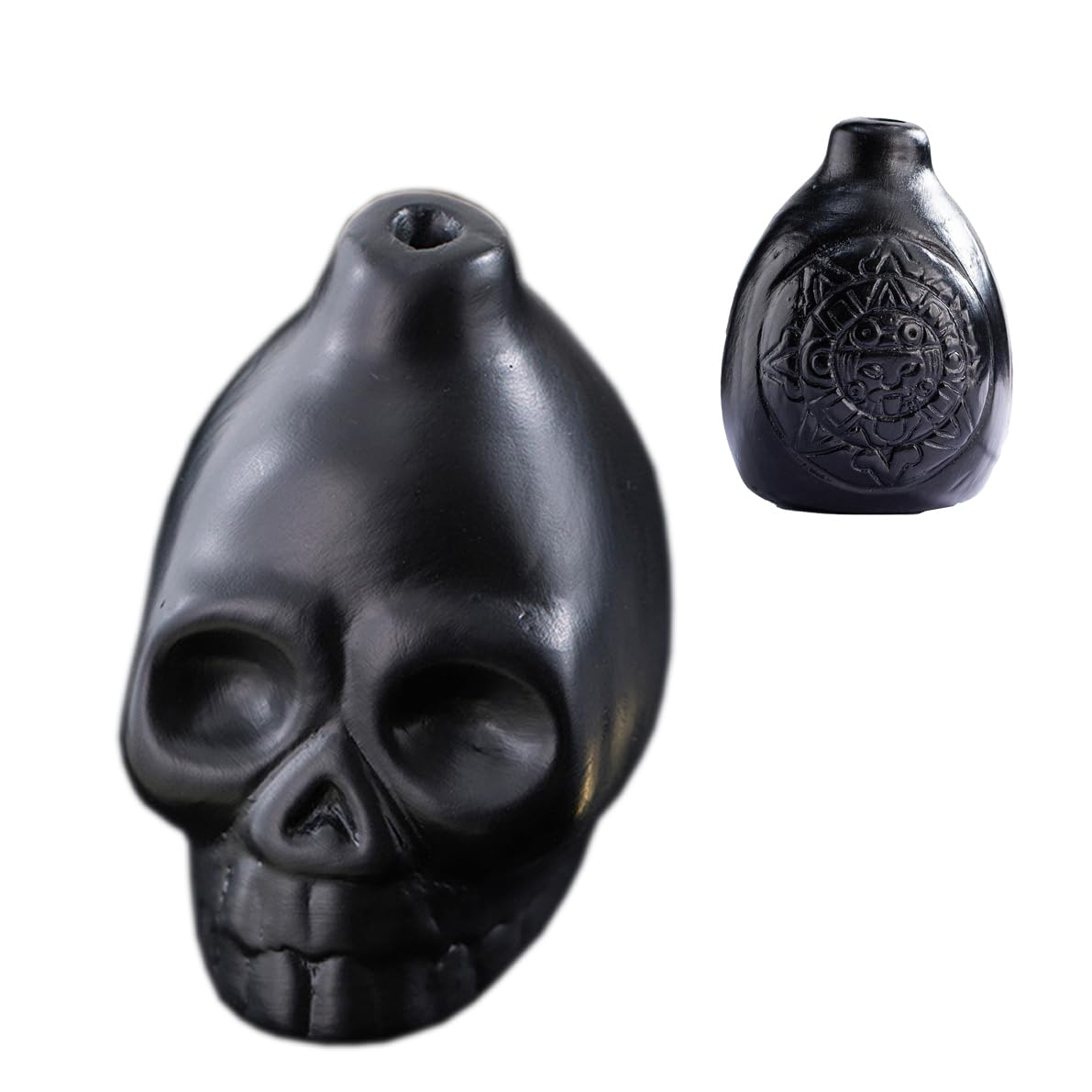Aztec Skull Scream Whistle - Large, Black