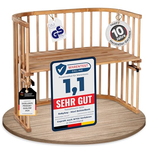 babybay - Cuna esquinera multiusos lacada en madera [importado de Alemania], Natural barnizado (Maxi)
