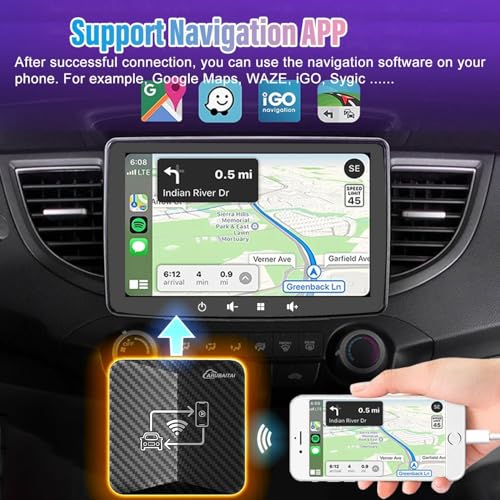 Arubaitai 2-i-1 Trådlös Adapter för Carplay & Android Auto