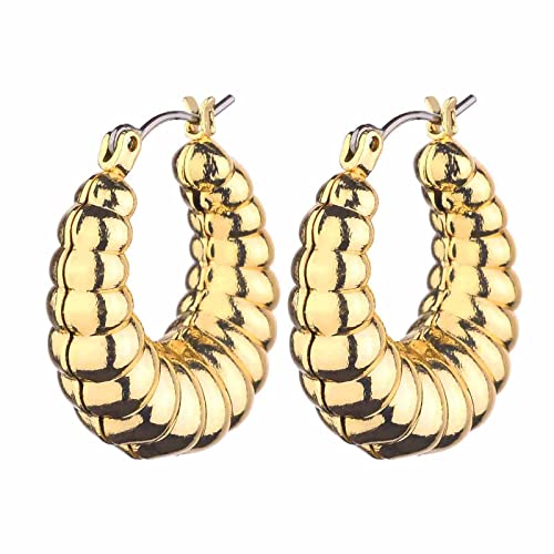 Image of Wgoud 6 Pairs Chunky Gold Hoop Earrings for Women, 14K Gold Plated Hoop Earrings Hypoallergenic, Thick Lightweight Twisted Huggie Hoops Earring Set for Women's Jewelry GIfts