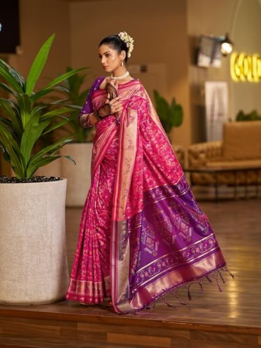 Image of SWORNOF Women's kanjivaram banarasi silk saree Zari Woven for festival Wedding silk with rich pallu Design sarees for women with Unstitched blouse piece