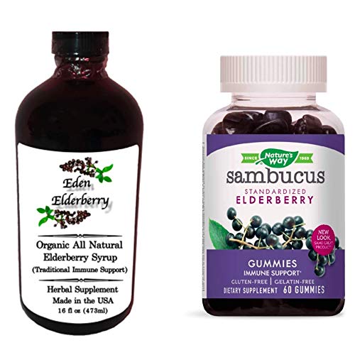 Eden Elderberry All Natural Syrup ~ Made with Raw Honey, Organic Elderberries