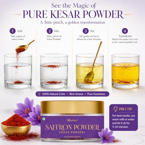 Image of Hasitam SAFFRON Powder 5Gm, World's Finest Wonder Spice Saffron (Kesar), Kumkuma Puvva Certified (A++++) Quality Value Pack Kashmiri Kesar Powder Ideal for Sweets, Tilak, Milk, Skin And Face 5gm (Pack of 1)