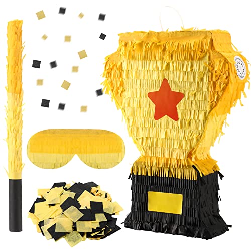Trophy Piñata for Birthday Party Supplies Football Piñata with Piñata Blindfold and Bat Decoration for Boys Girls Adults Birthday Party Supplies