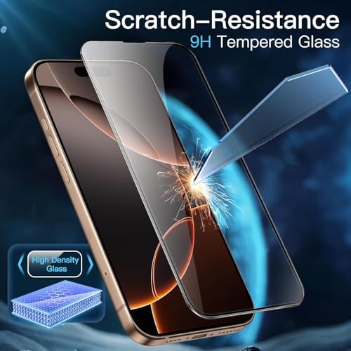 Image of IQShield Screen Protector Tempered Glass Guard for iPhone 16 Pro Max - 9H Hardness, HD Clear, Case Friendly [1 Pack]