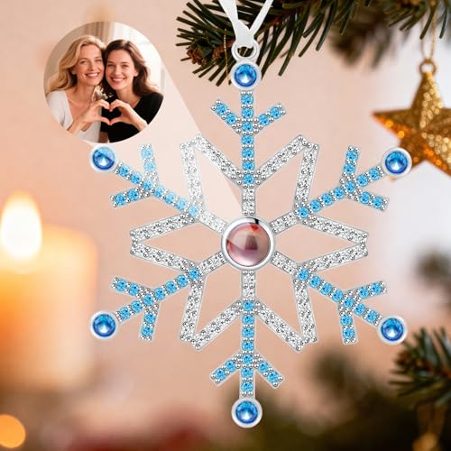 Personalized Christmas Ornaments with Picture Inside Custom 7mm Photo Projection Ornament for Christmas Tree Hanging Home Decor for Xmas Party Memorial Gifts for Family Couples
