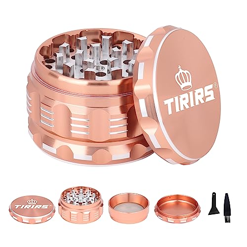 TIRIRS 3 Inches 4 Stück Premium Herb Grinder - Aluminium Large Spice Grinder mit Pollenfänger, Kommt mit Pollenschaber und Reinigungsbürste, Roségold. TIRIRS 3 Inches 4 Stück Premium Herb Grinder - Aluminium Large Spice Grinder mit Pollenfänger, Kommt mit Pollenschaber und Reinigungsbürste, Roségold.