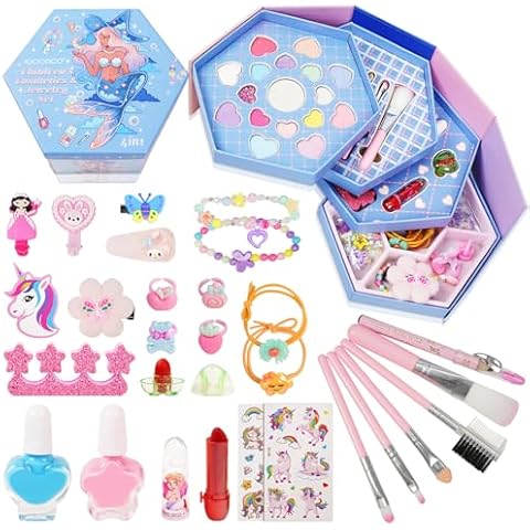 KIDDYCOLOR Kids Makeup Sets for Girls 45 PCS, Pretend Makeup kit for Toddlers, Little Princess Washable Play Makeup Set Toys, Christmas Birthday Gifts for 3 4 5 6 7 8+ Years Old Cover
