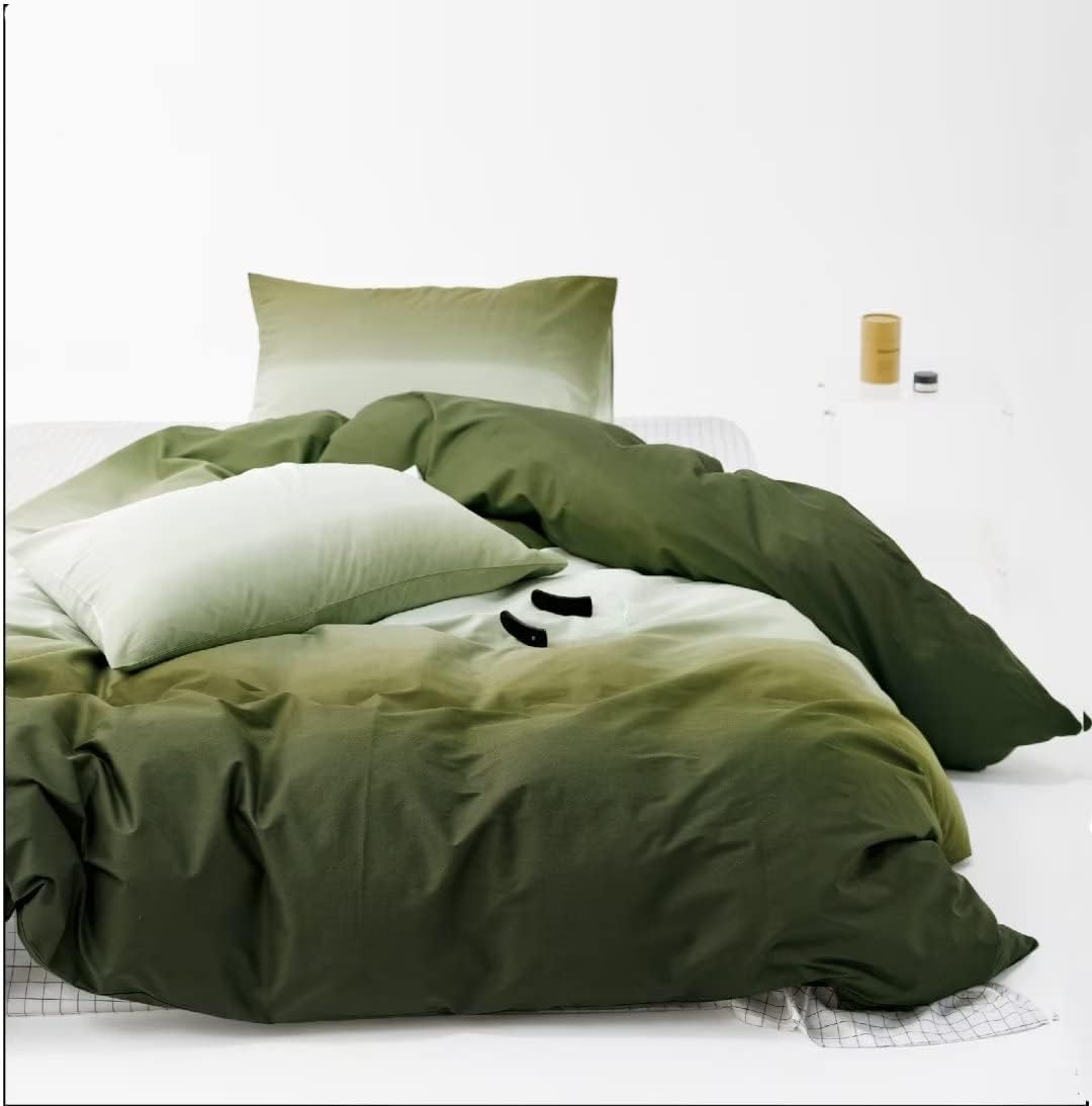 CLOTHKNOW Green Queen Comforter Set Gradient Army Green