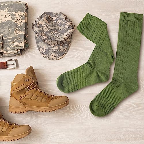 Hercicy 6 Pairs Men's Army Socks Military Boot Socks Cotton Crew Dress Stocking Men Plain Casual Season Grade Regular Fit4