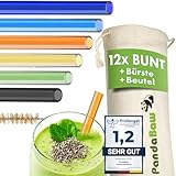 ✔ 100% GESCHMACK - Unsere bunten Glas Strohhalme wiederverwendbar sind für heiße & kalte Getränke wie Cocktails, Smoothie, Tee, Eis-Kaffee bestens geeignet. Zudem sind die Glastrinkhalme spülmaschinenfest und einfach zu reinigen!