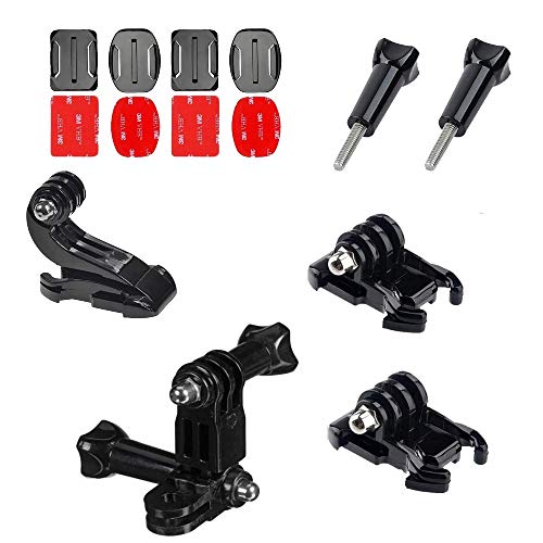 RAXPY Helmet Accessory Kit For GoPro Hero Session, GoPro Hero 3, Gopro Hero 4, Hero 5, Hero 6, Hero 7, Includes 1 Adhesive Mount, 2 Activity Base, 1 Pivot Arm, 1 J Hook, 2 Screws
