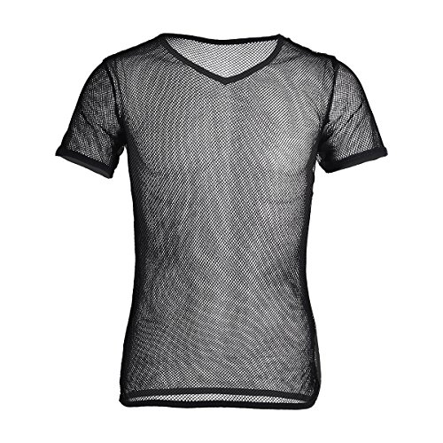 ACSUSS Men's Breathable See Through Fishnet Clubwear T-Shirt Tank Top Undershirt