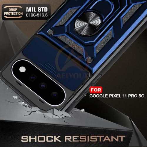 Image of Armor Bumper Back Cover Case for Google Pixel 11 /11 pro 5G Rotating Camera Cover, Ring Holder & Kickstand | Heavy Duty & 360 Degree Protection Back Cover for (Black)