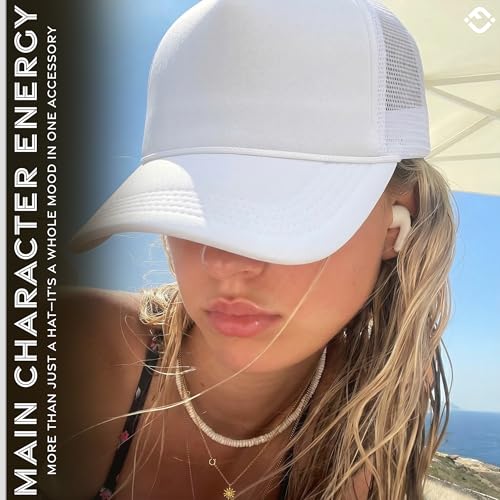 Image of Funky Junque Foam Trucker Hat, Trucker Hats for Women & Men - Blank Adjustable Snapback Mesh Back Baseball Cap