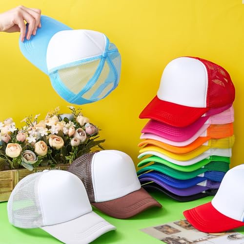 Image of 40 Pack Sublimation Blank Trucker Hat Bulk Wholesale Mesh Baseball Cap for Women Men DIY Hat Bar Party
