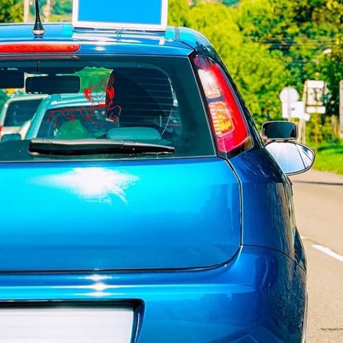 Image of KREEPO Pack of 2 Lord Krishna Religious Self-Adhesive Vinyl Car Decal Sticker for Exterior Use| Dashboard| Windshield (Red)