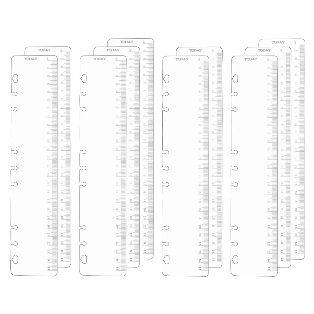 10pcs B5 Binder Dividers Ruler Hot Stamping 25cm Scale 9 Holes Silver PP Bookmark Ruler for Loose Leaf 9 Rings Binder Notebook Accessories Planner Snap in Bookmark Divider Measuring Rulers Set