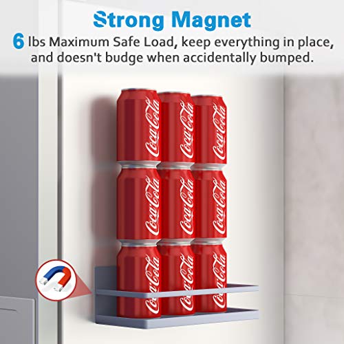 Image of Magnetic Spice Rack, Strong Magnetic Shelf with 2 Removable Hooks, Perfect Space Saver for Small Kitchen /Apartment, Awesome Metal Cabinet for Holding Spices, Jars, Bottle, Beve(Grey, 2Pack)