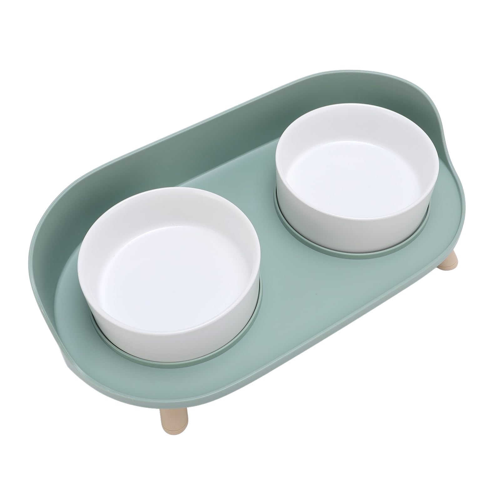 Gamelles Surélevées pour Chat, Protection de la Colonne Cervicale de 12 Cm de Hauteur, Gamelles Surélevées en Céramique pour Chat, Anti-éclaboussures, Double Bol avec Support pour Chats,