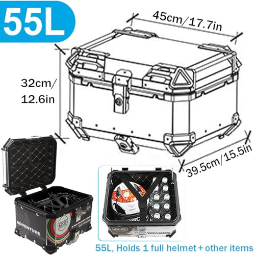 Top case en aluminium 55L étanche pour sécuriser votre casque - 6