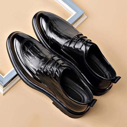 New Men's Leather Business Dress Shoes, Thick Sole Fashion Lace-Up Trendy Shoes, Comfortable for Wedding & Office, Ideal for Men3