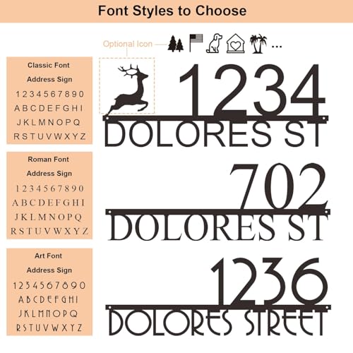 Image of Metal Address Signs for Houses - Custom House Numbers for Outside Rustproof | Personalized Address Numbers Sign Plaque for House, 3D Shadow Effect Easily Readable Wall Art Sign, Multiple Colors and Sizes