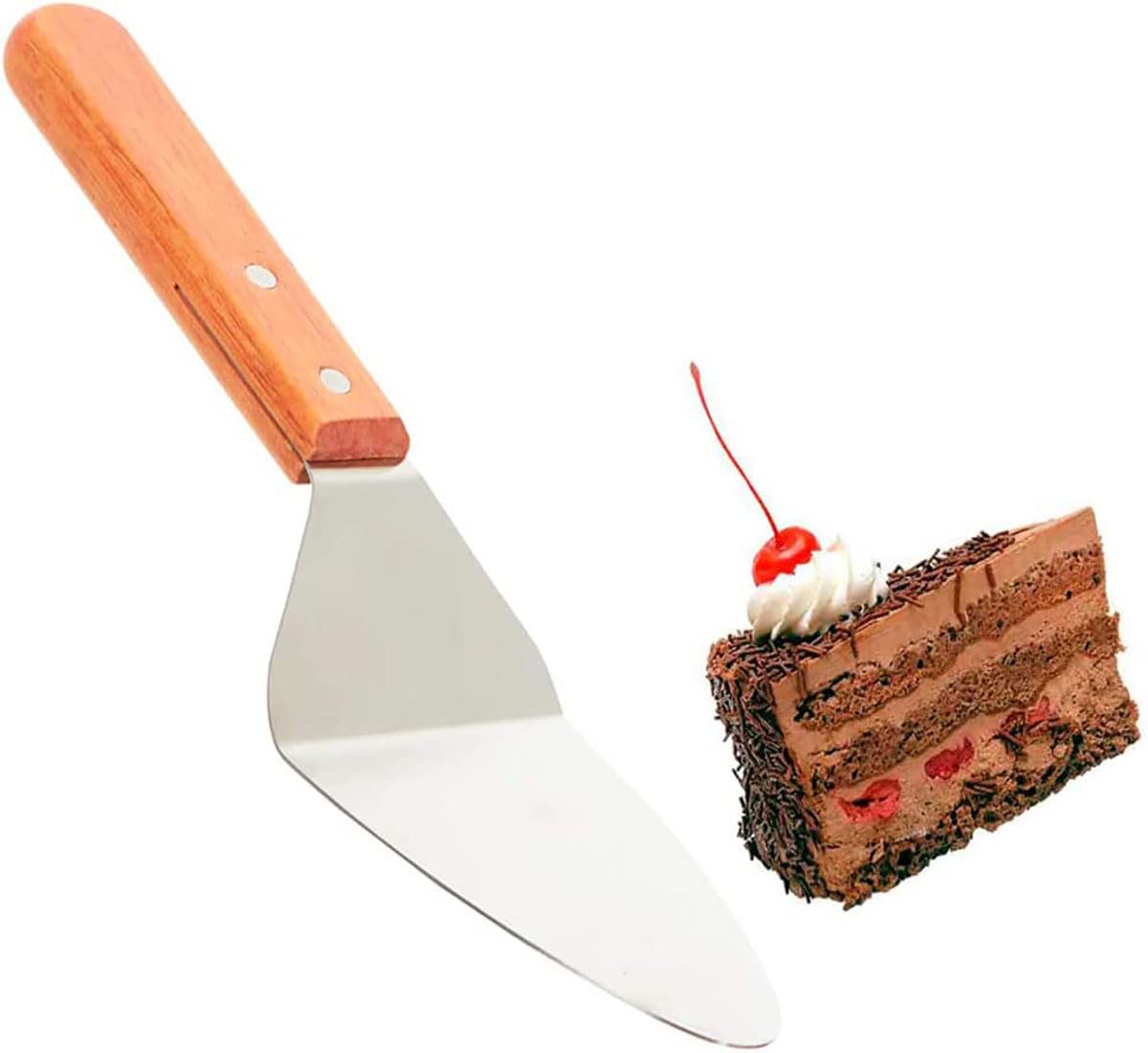 Baskety Pie Server Cake Support Transmission Triangle Shovel Spatula with Wooden Handle β Durable Steel Shovel for Pizza, Cake, and Pastry, (Pack of 1) 1