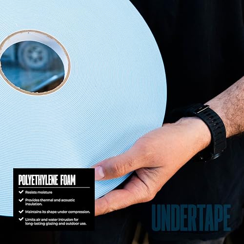 Image of Double-Sided Foam Tape - 3 /8 in x 1 /16 in x 164 ft (50 m) Roll - Closed-Cell PE Polyethylene Weatherproof Glazing Seal - Windows, Mirrors & Vehicle Molding
