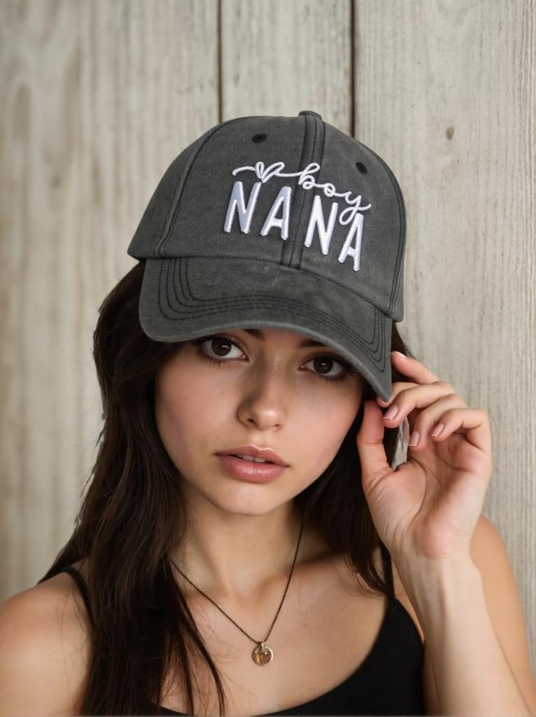 Nana Gift - Boy Nana Baseball Caps Embroidered Adjustable Washed Dad Hat Black - Image 4