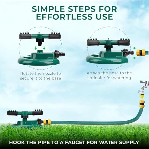 Image of 1 Pc Automatic 360 Rotating Adjustable Round 3 Arm Lawn Water Sprinkler for Watering Garden Plants /Pipe Hose Irrigation Yard Water Sprayer (Green)