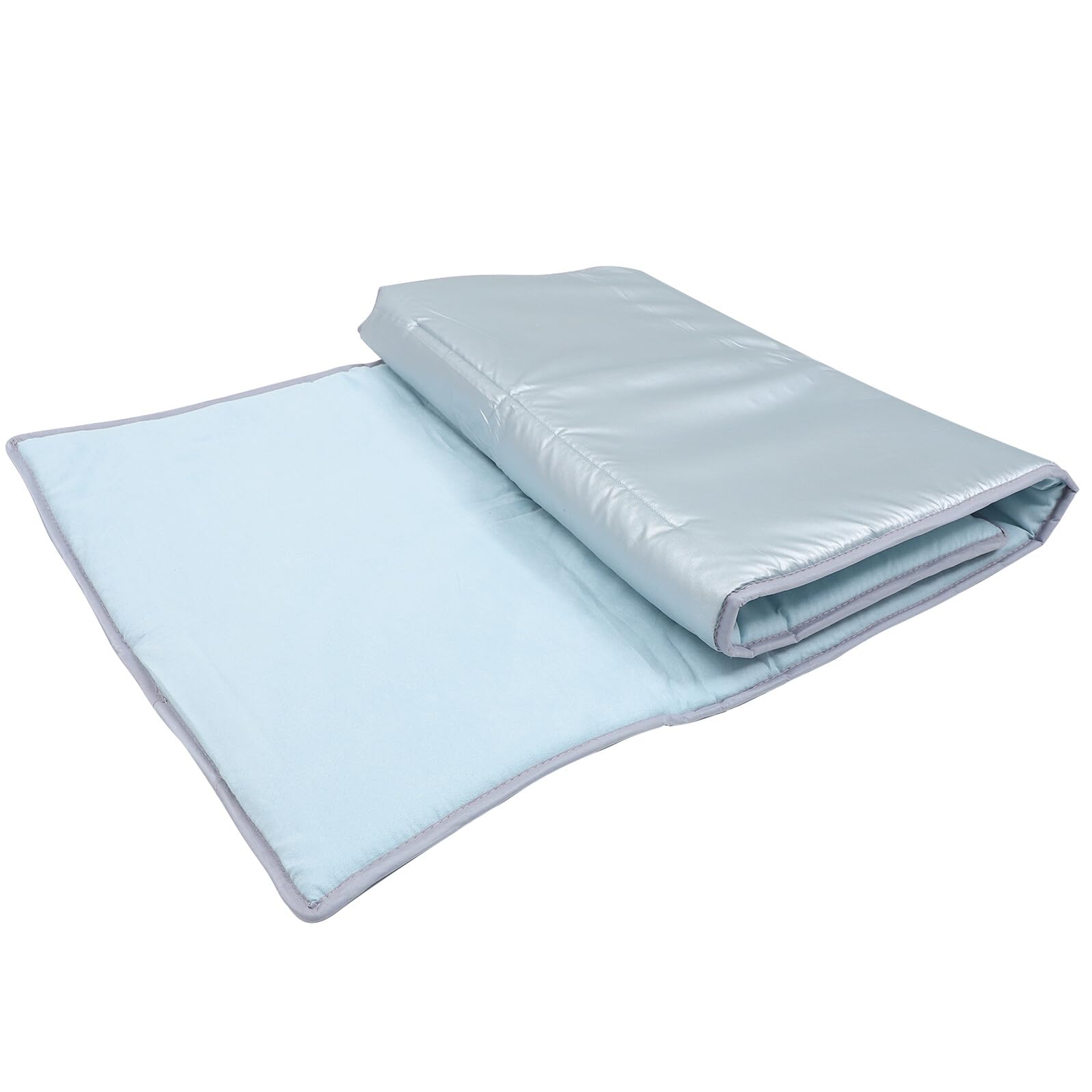 Colchoneta Portátil Plegable Azul de Gamuza para Siesta Infantil | Pp Cotton y Gel Cloth, para Sleepovers y School Nap Time, Decoracion Colegio