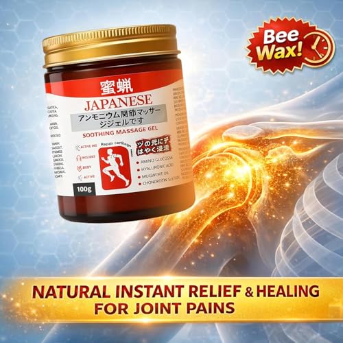 Image of Japanese Pain Relief Gel Formula Soothing Massage Gel for Joint & Muscle Pain Relief - Arnica, Mugwort, Hyaluronic Acid - Back, Neck, Knee & Leg Massage Balm - 100% Herbal Fast Absorption Formula (Pack of 3)