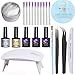 Produktbild ARTIFUN Nagelverlängerungsset Nagel Fiberglas Glasfaser Pinzette Transparenter Clip Gel Nagellack Basis Decklack Nail Art Kit mit UV Lampe
