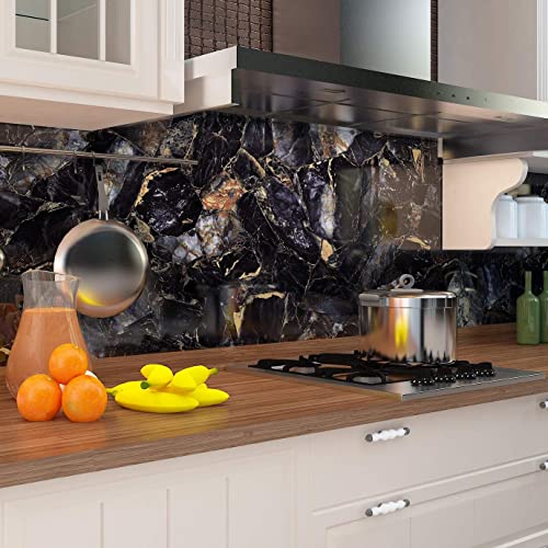 Image of HOME13 Marble Wallpaper Peel & Stick Contact Paper Self Adhesive Decorative Removable Waterproof Wallpaper for Kitchen Cabinet and Furniture Countertops (24 X 100 INCH, Blue Stone Marble)