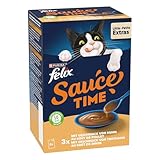 Felix Sauce Time Katzenfutter nass mit Huhn, Truthahn und kulinarische Extras, 4er Pack (6 x 40g)