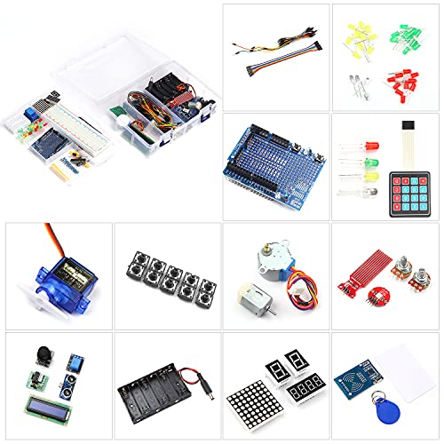 Tomshin Kit para iniciantes Projeto eletrônico Kit de aprendizagem para iniciantes com sensores Fio
