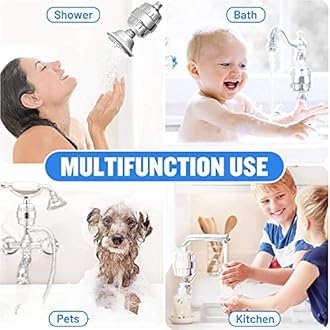 Shower Filter 20 Stage Showerhead Filter for Hard Water with 2 Replaceable Cartridges for Removing Chlorine Fluoride, Polished Chrome