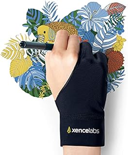 XENCELABS, Artist Glove, Drawing Glove Left Right Hand for Drawing Tablet, 2 Finger Glove for Drawing Black Size S