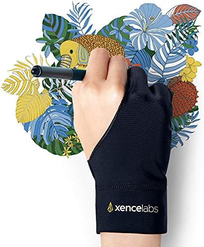 XENCELABS, Artist Glove, Drawing Glove Left Right Hand for Drawing Tablet, 2 Finger Glove for Drawing Black