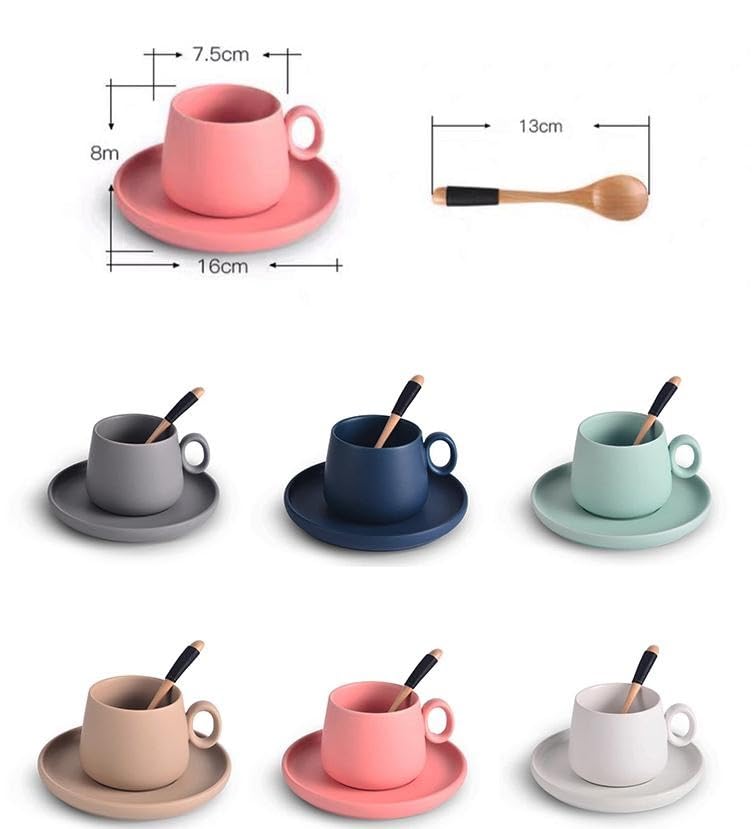 Tazas de Cafe,Coffee Mug Tazas de café cerámica Juego tazas Taza capuchino simple leche con flores vaso té(WHITE)
